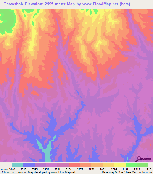 Chowshah,Afghanistan Elevation Map