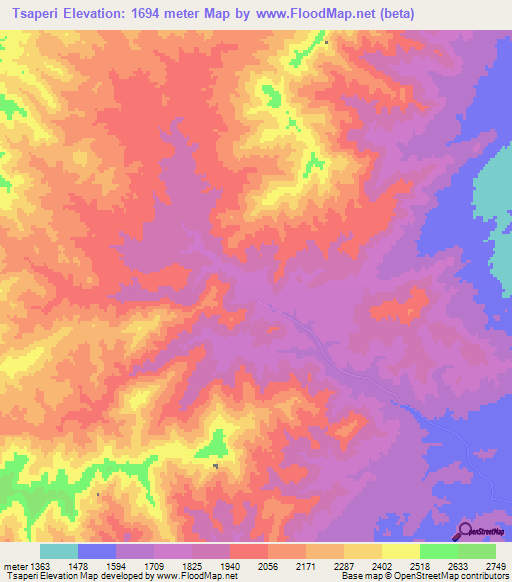 Tsaperi,Afghanistan Elevation Map