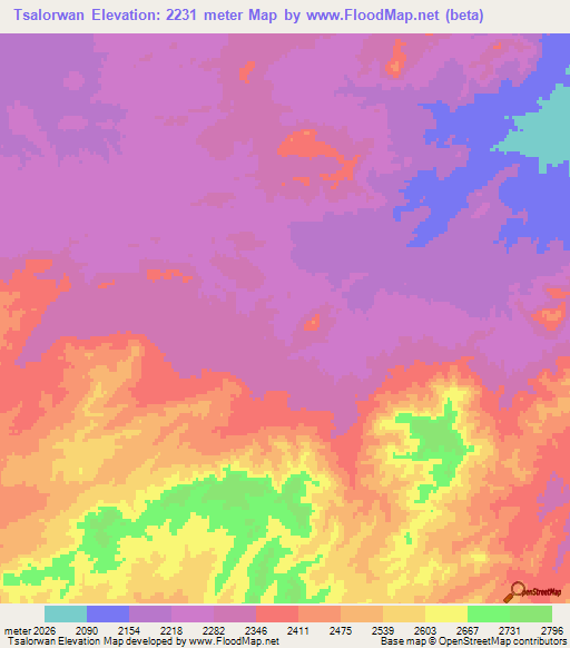 Tsalorwan,Afghanistan Elevation Map