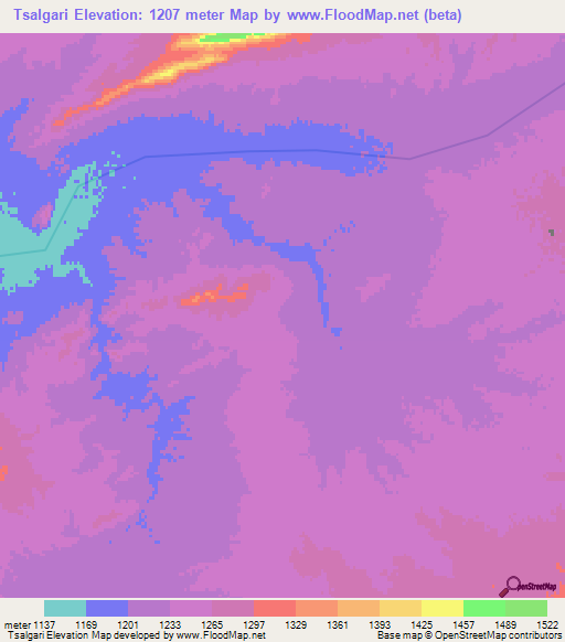 Tsalgari,Afghanistan Elevation Map