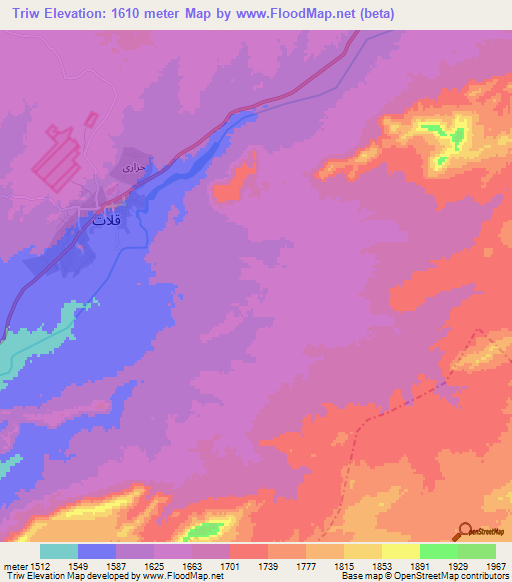 Triw,Afghanistan Elevation Map