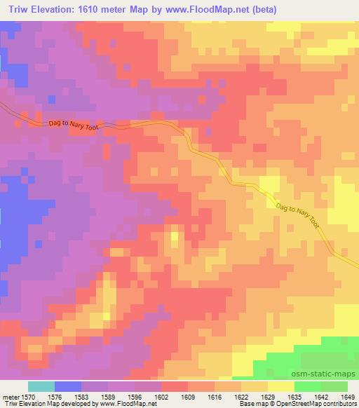 Triw,Afghanistan Elevation Map