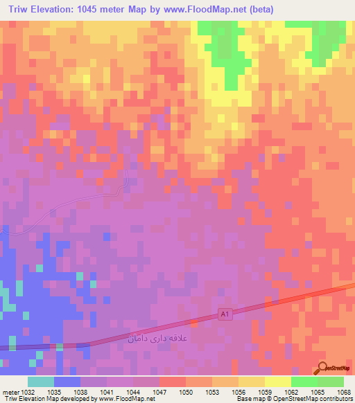 Triw,Afghanistan Elevation Map