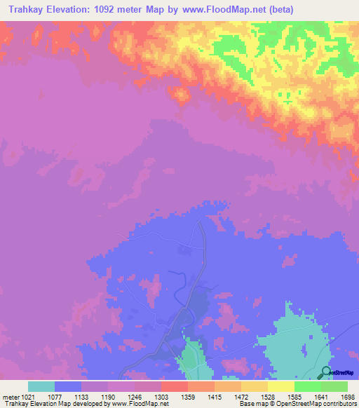 Trahkay,Afghanistan Elevation Map