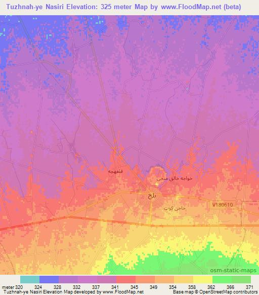 Tuzhnah-ye Nasiri,Afghanistan Elevation Map