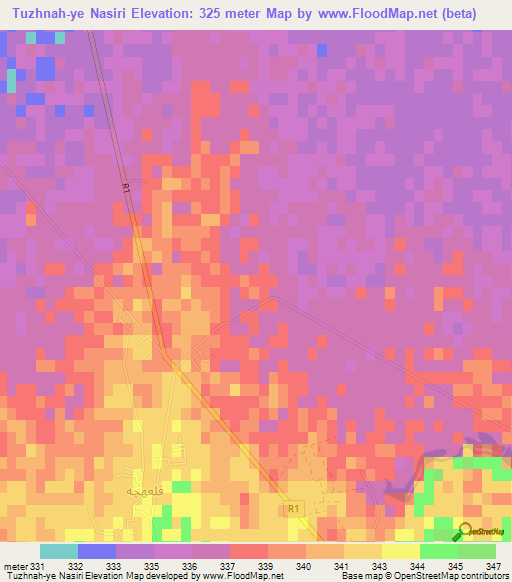 Tuzhnah-ye Nasiri,Afghanistan Elevation Map