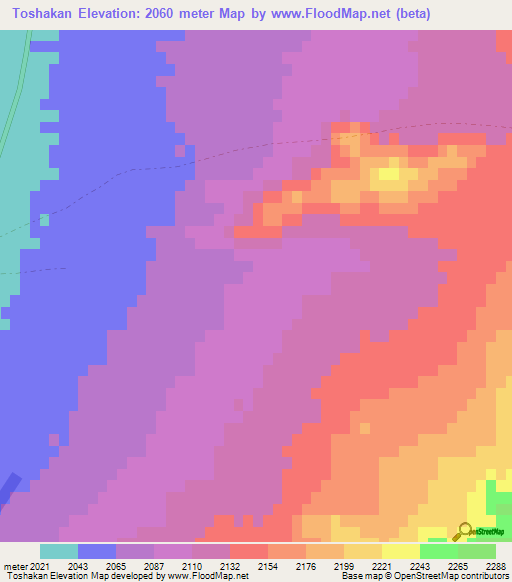 Toshakan,Afghanistan Elevation Map