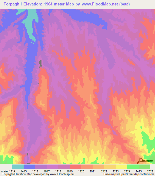 Torpaghli,Afghanistan Elevation Map