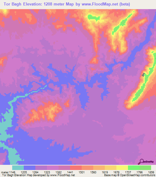 Tor Bagh,Afghanistan Elevation Map
