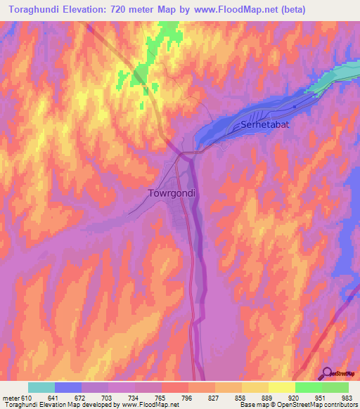 Toraghundi,Afghanistan Elevation Map