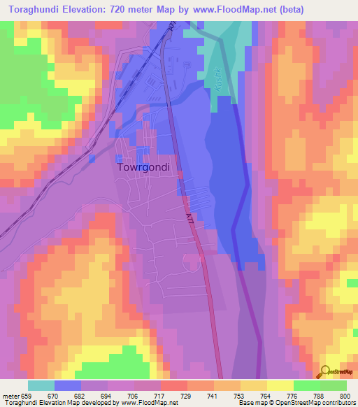 Toraghundi,Afghanistan Elevation Map