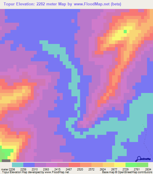 Topur,Afghanistan Elevation Map