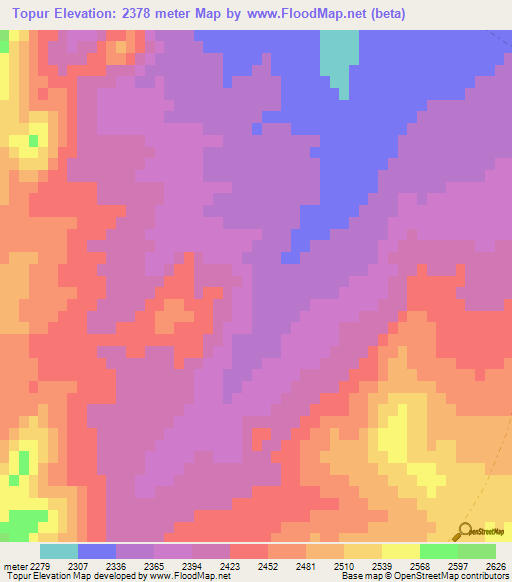 Topur,Afghanistan Elevation Map