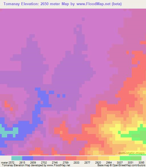 Tomanay,Afghanistan Elevation Map
