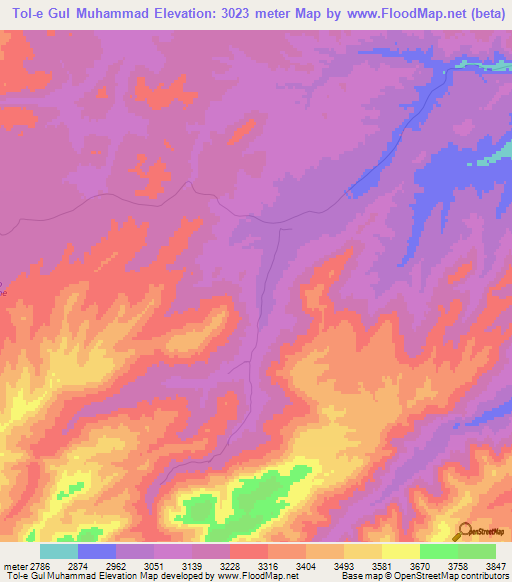 Tol-e Gul Muhammad,Afghanistan Elevation Map