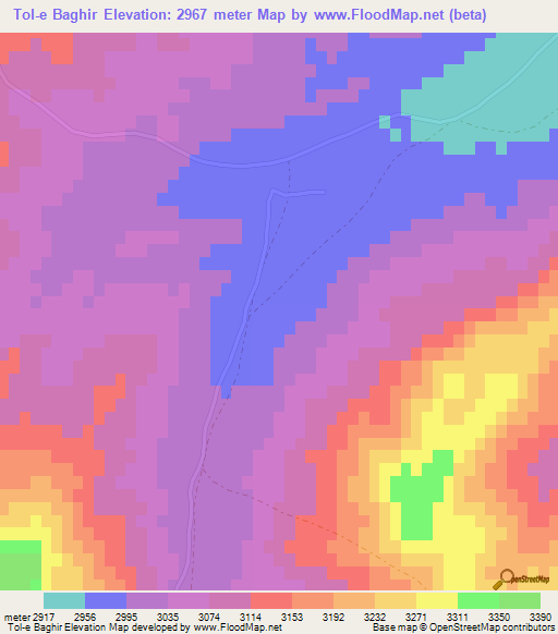 Tol-e Baghir,Afghanistan Elevation Map