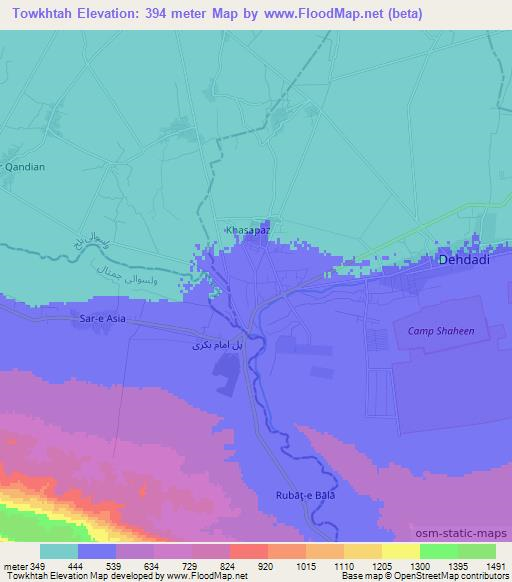 Towkhtah,Afghanistan Elevation Map