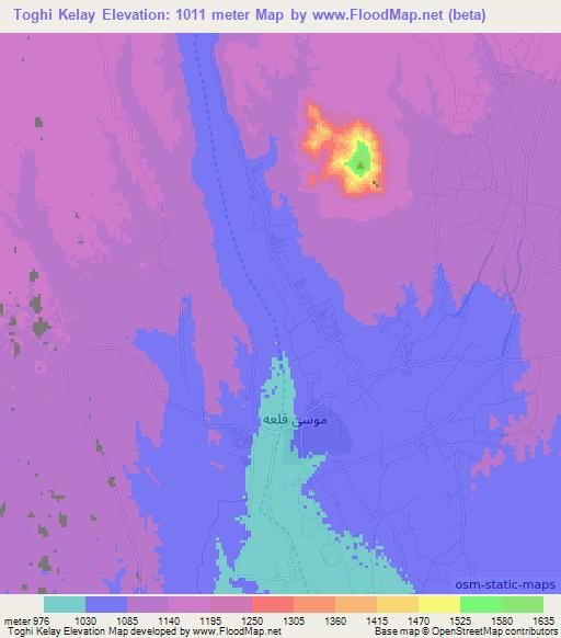Toghi Kelay,Afghanistan Elevation Map