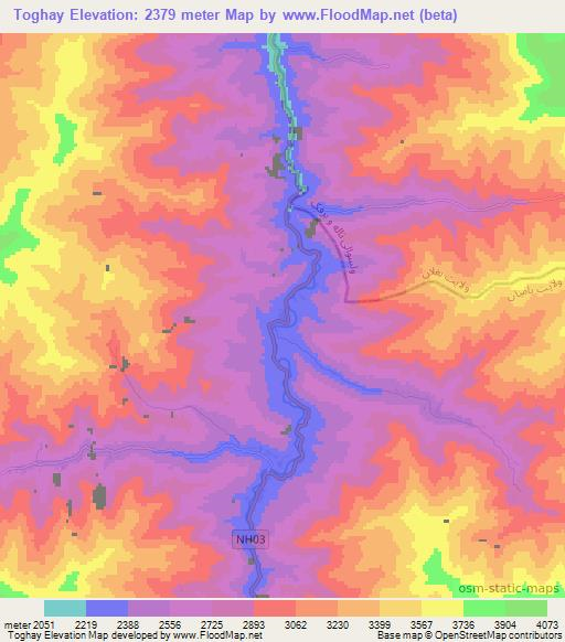 Toghay,Afghanistan Elevation Map