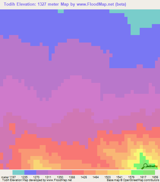 Todih,Afghanistan Elevation Map