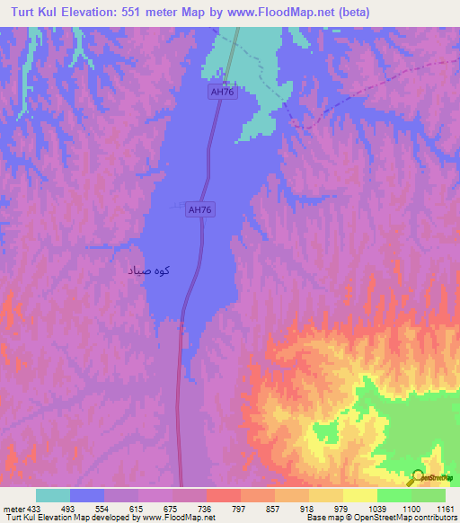 Turt Kul,Afghanistan Elevation Map