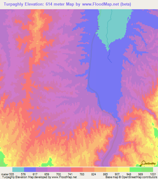 Turpaghly,Afghanistan Elevation Map