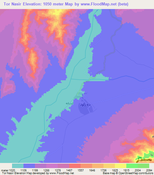 Tor Nasir,Afghanistan Elevation Map