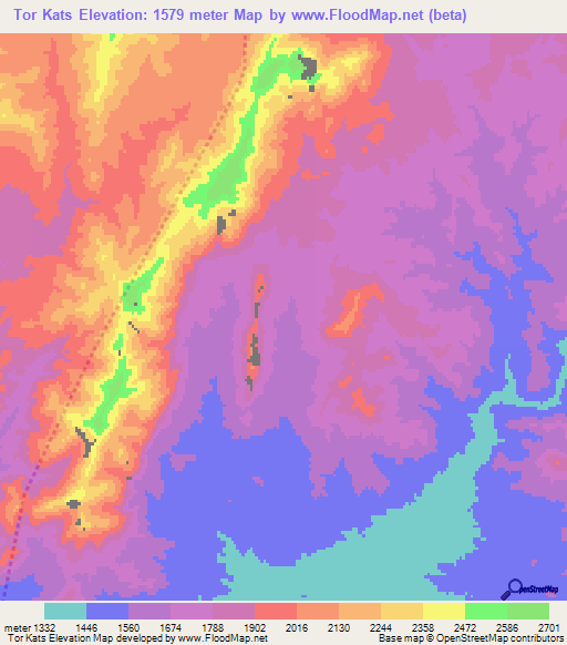 Tor Kats,Afghanistan Elevation Map