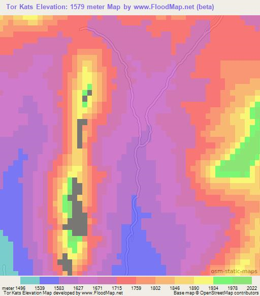 Tor Kats,Afghanistan Elevation Map