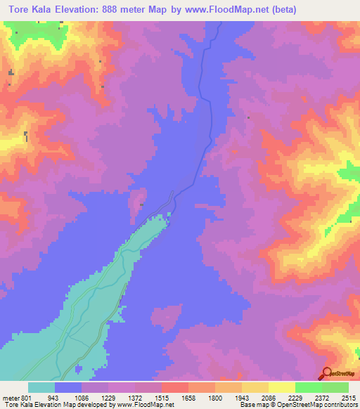 Tore Kala,Afghanistan Elevation Map
