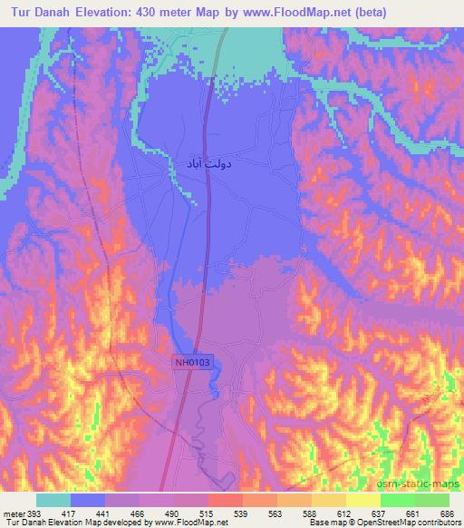 Tur Danah,Afghanistan Elevation Map