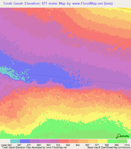 Torah Garah,Afghanistan Elevation Map
