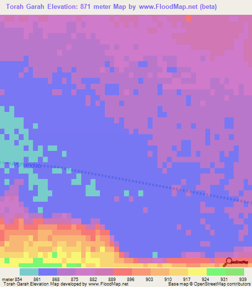 Torah Garah,Afghanistan Elevation Map