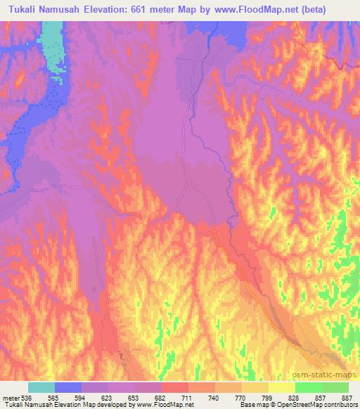 Tukali Namusah,Afghanistan Elevation Map