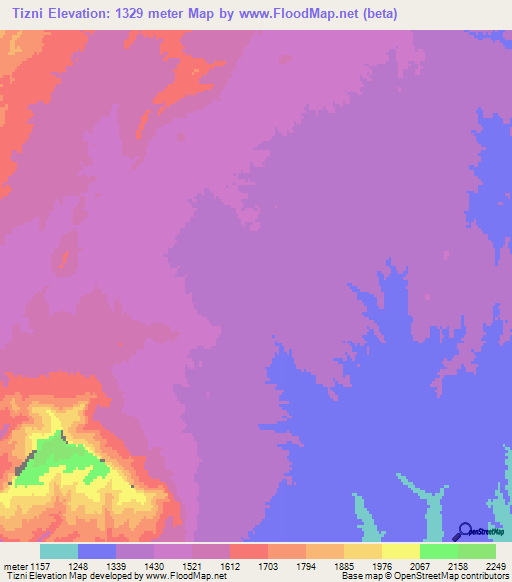 Tizni,Afghanistan Elevation Map