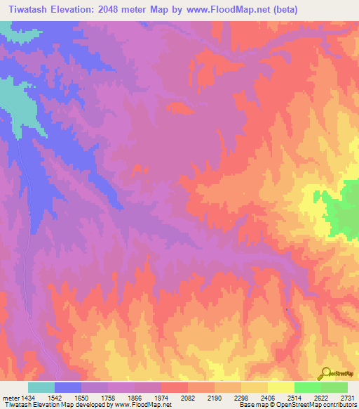 Tiwatash,Afghanistan Elevation Map