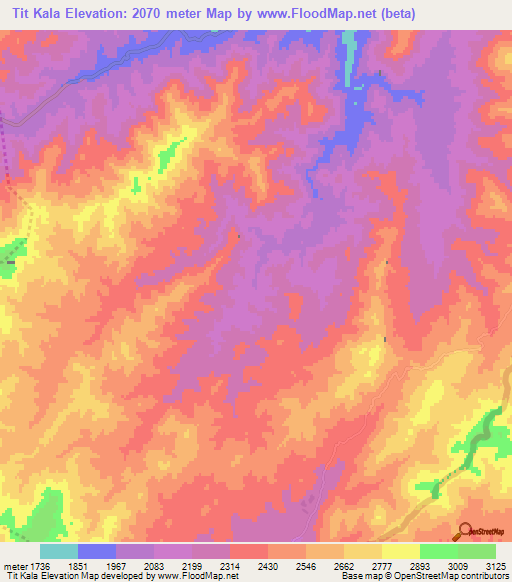 Tit Kala,Afghanistan Elevation Map
