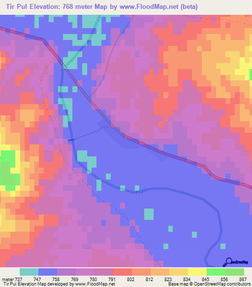Tir Pul,Afghanistan Elevation Map