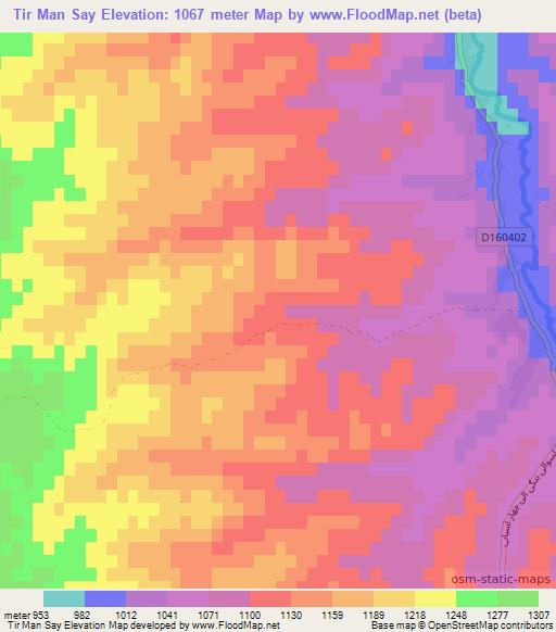Tir Man Say,Afghanistan Elevation Map