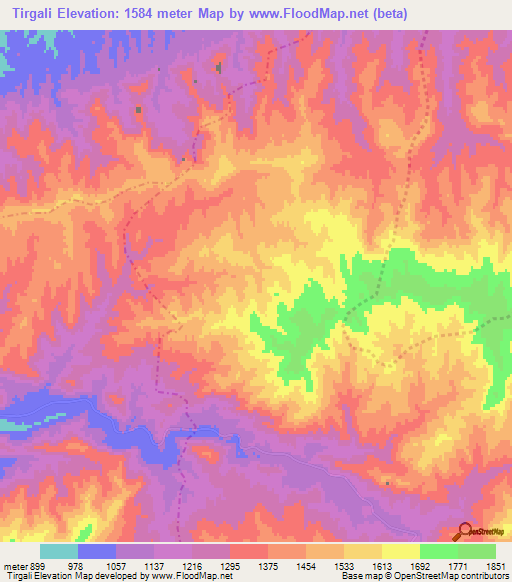Tirgali,Afghanistan Elevation Map