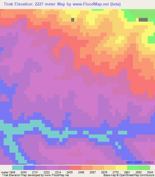 Tirak,Afghanistan Elevation Map