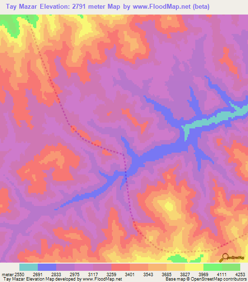 Tay Mazar,Afghanistan Elevation Map