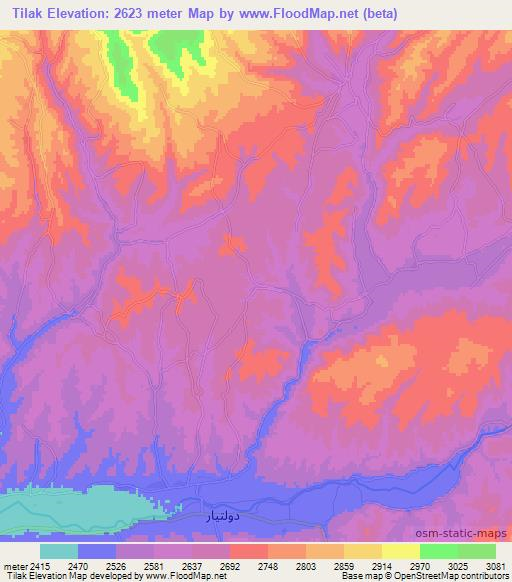 Tilak,Afghanistan Elevation Map