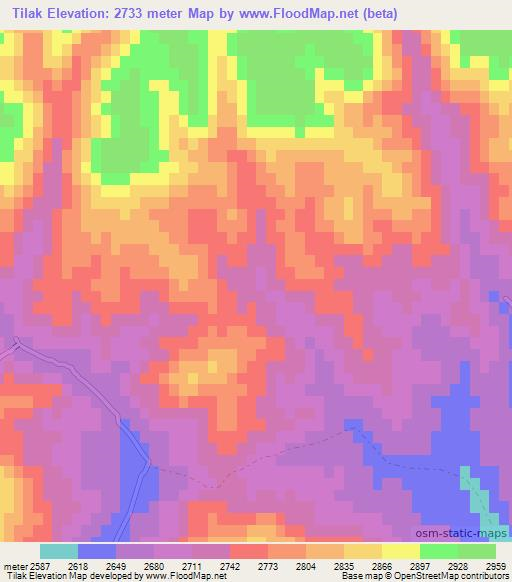 Tilak,Afghanistan Elevation Map