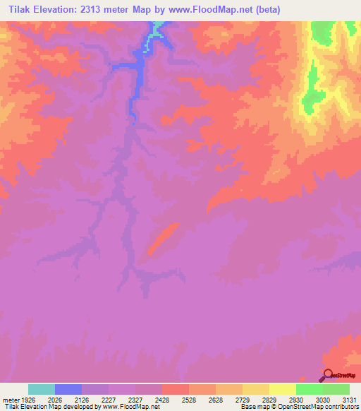 Tilak,Afghanistan Elevation Map