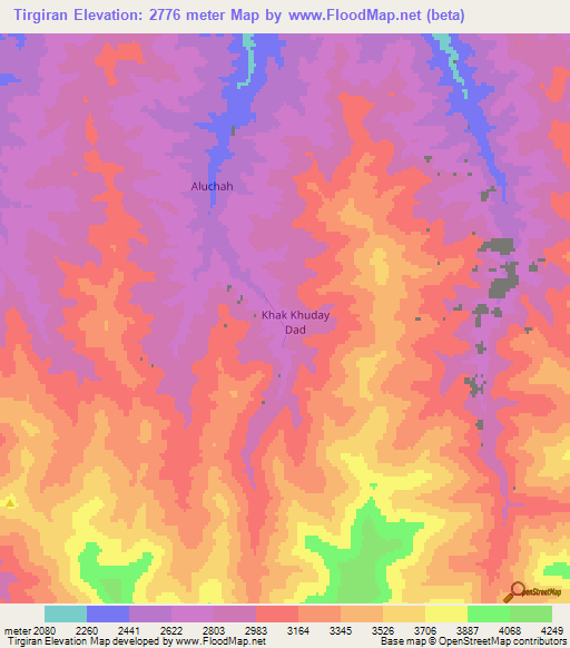 Tirgiran,Afghanistan Elevation Map