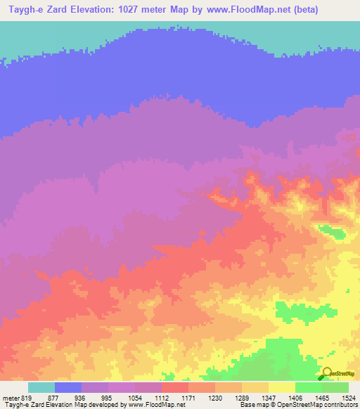 Taygh-e Zard,Afghanistan Elevation Map
