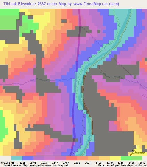 Tibinak,Afghanistan Elevation Map