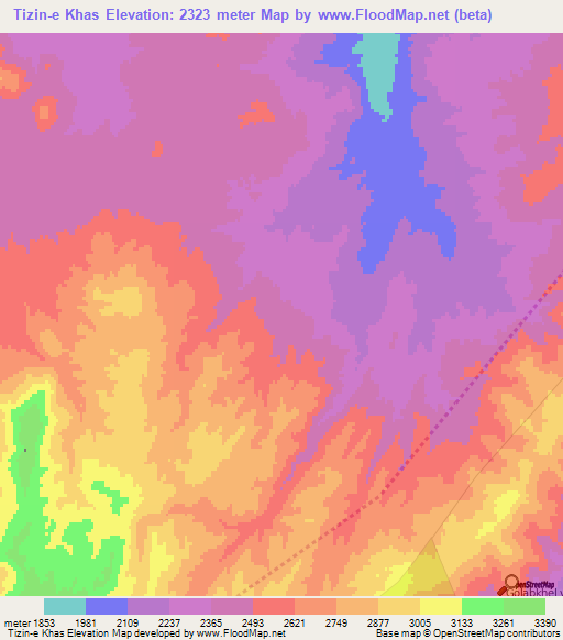 Tizin-e Khas,Afghanistan Elevation Map
