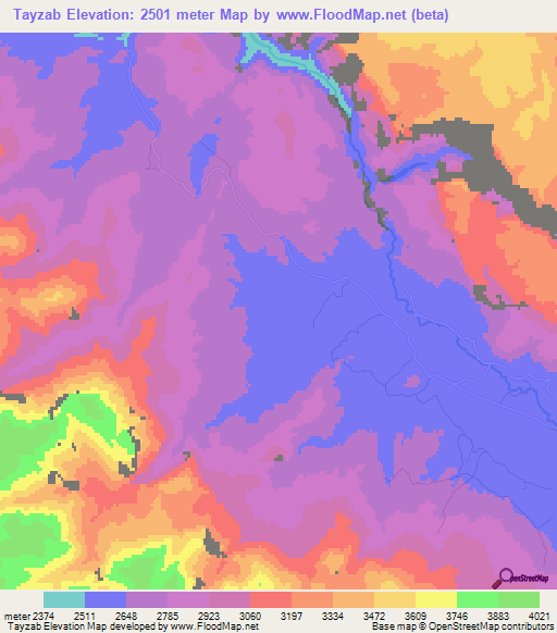 Tayzab,Afghanistan Elevation Map